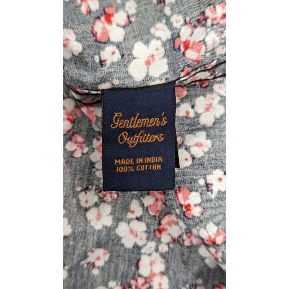 Gentlemen's Outfitters Mens Size Medium Navy Pink Short Sleeve Button-Up Shirt - Picture 9 of 10